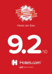 Auszeichnung durch Hotels.com: 9,2 von 10 Punkten für das Hotel am See